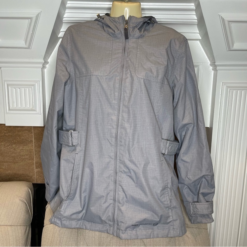 Free Country Reversible Gray Light Fleeced Hooded Jacket Sz  M